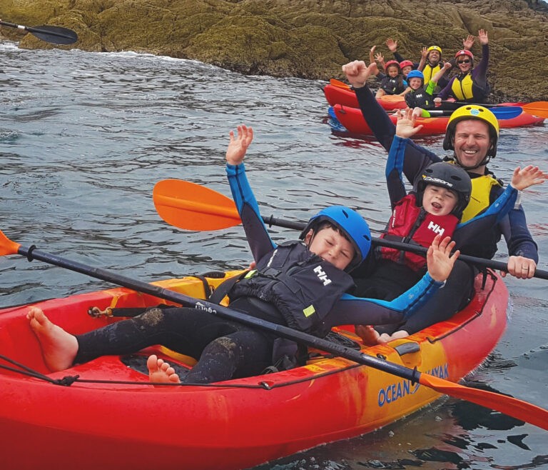 Kids and Dad Kayaking